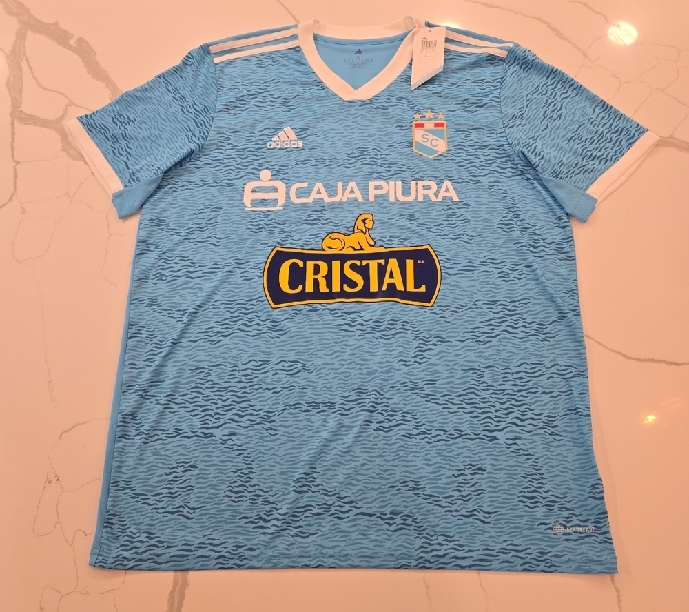 NWT Adidas Men Club Cristal Peru Soccer Jersey Blue White Mens Size XL
